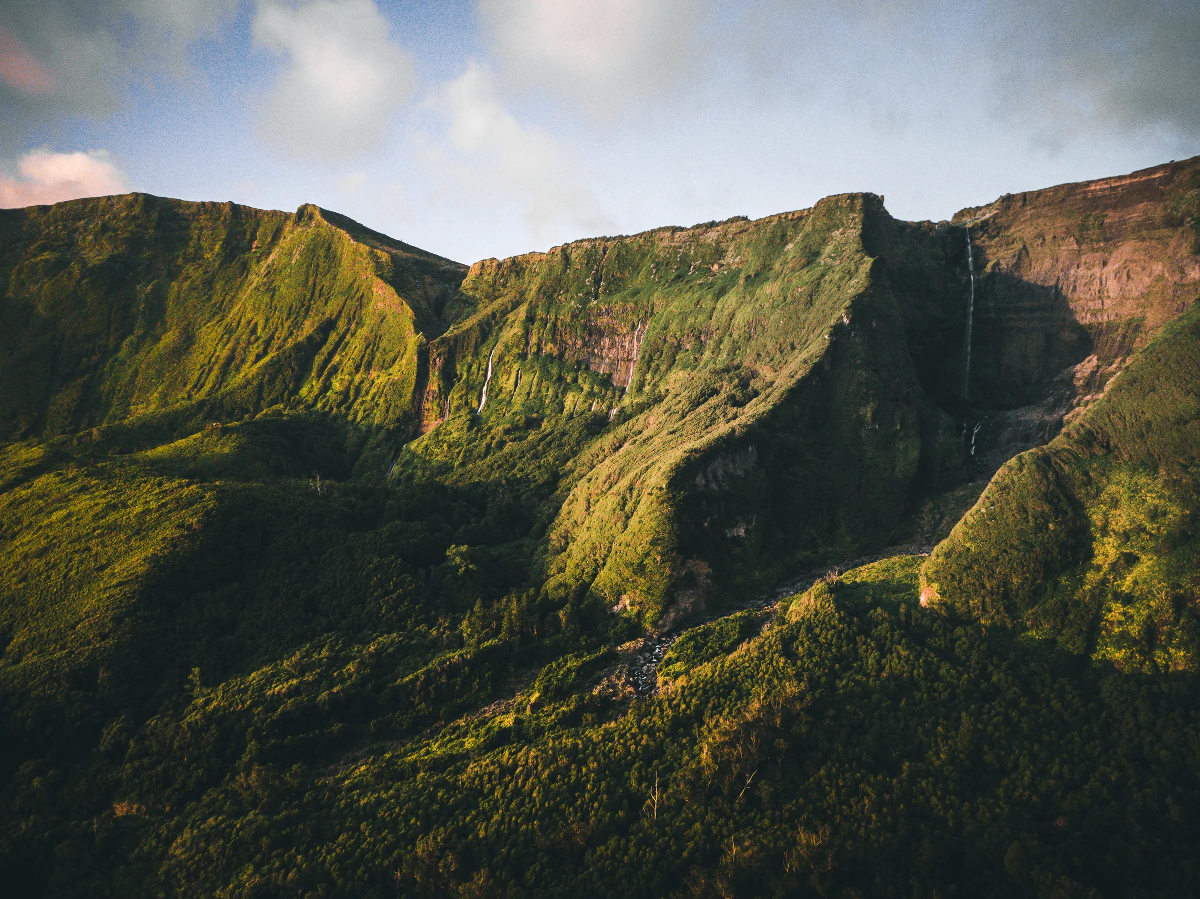 Green mountains at first light