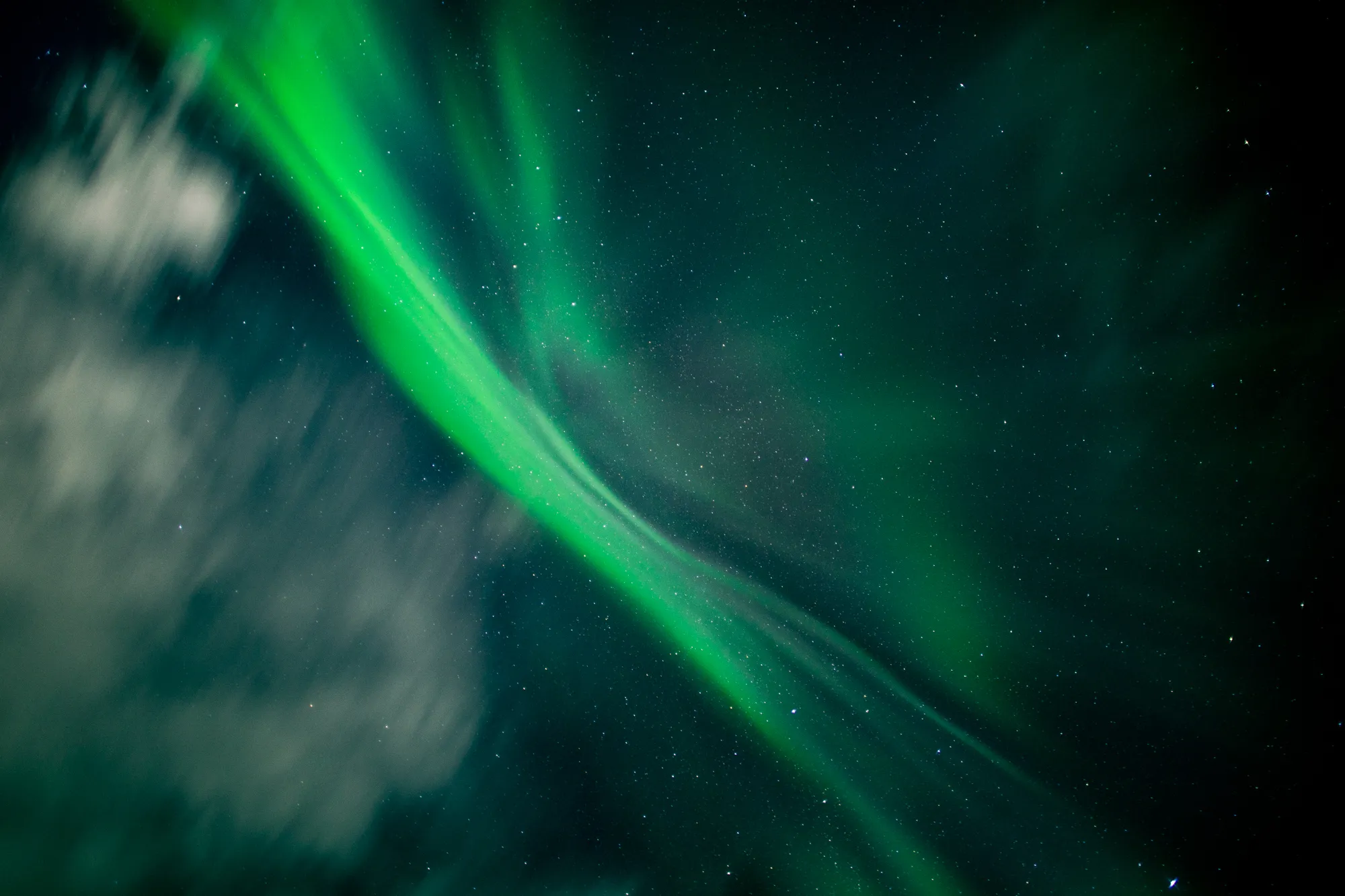 Northern lights over a starry sky